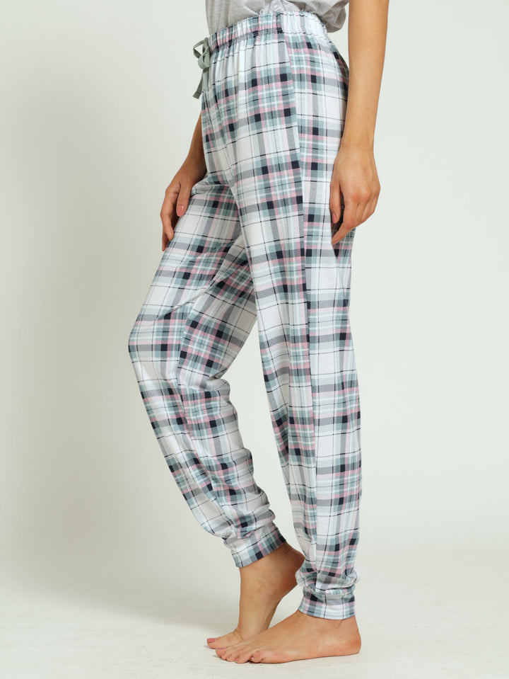 Check Jogger Pj Pants - Duck Egg