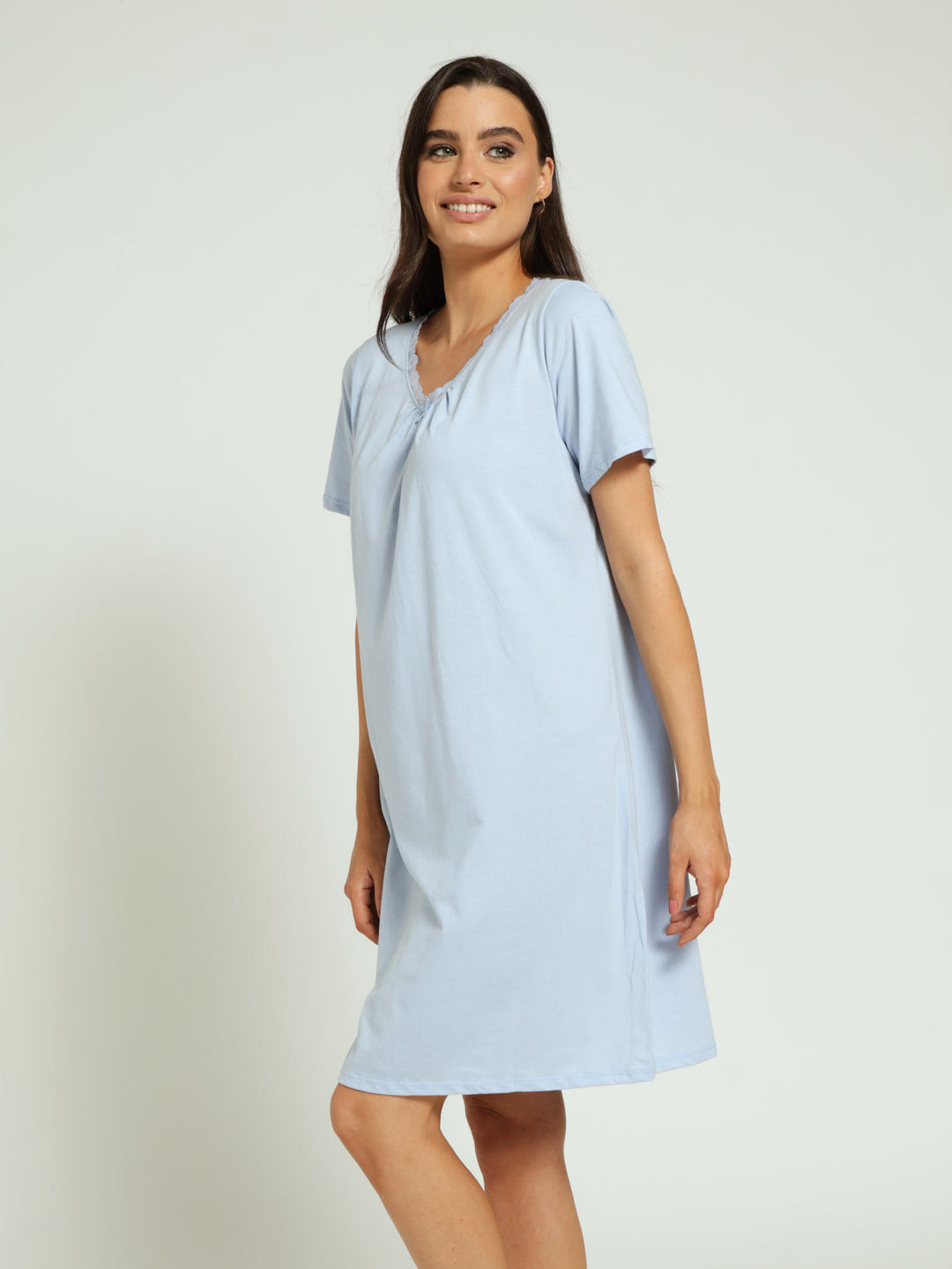 2 Pack Pin-Tuck Detail Sleepshirts - White/Blue