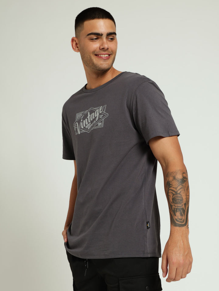 Basic Print Tee - Charcoal