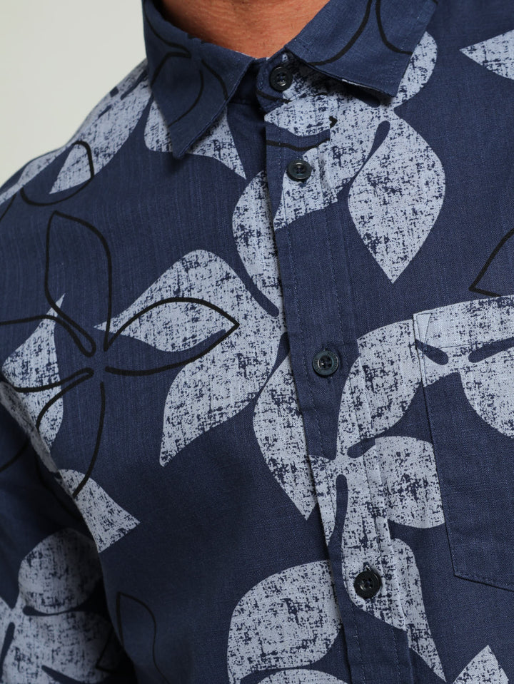 Floral Print Shirt - Blue