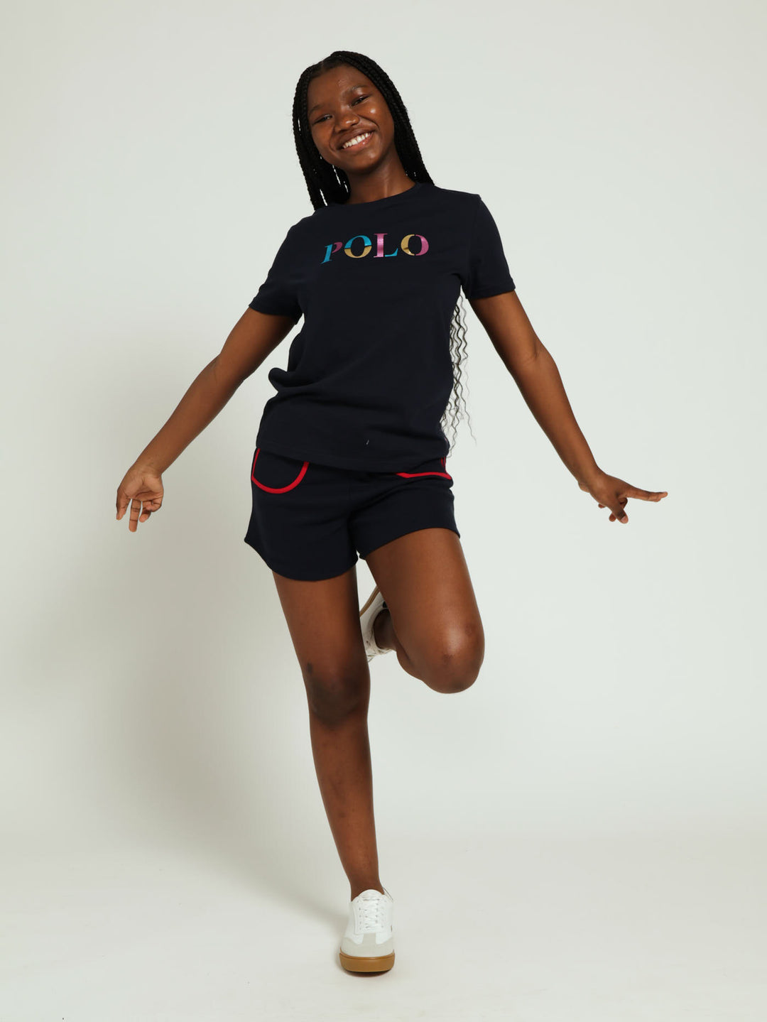 Girls Paige Foil Tee - Navy