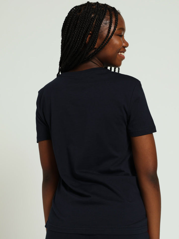 Girls Paige Foil Tee - Navy