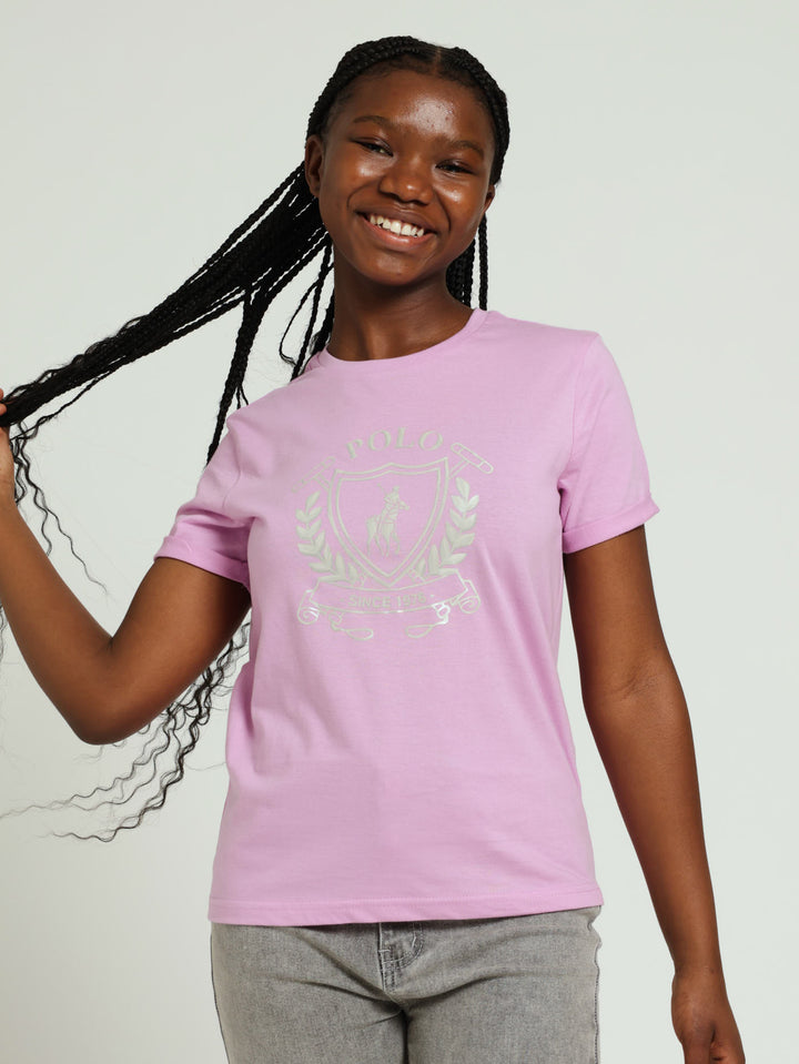 Girls Daniella Print Tee - Pink