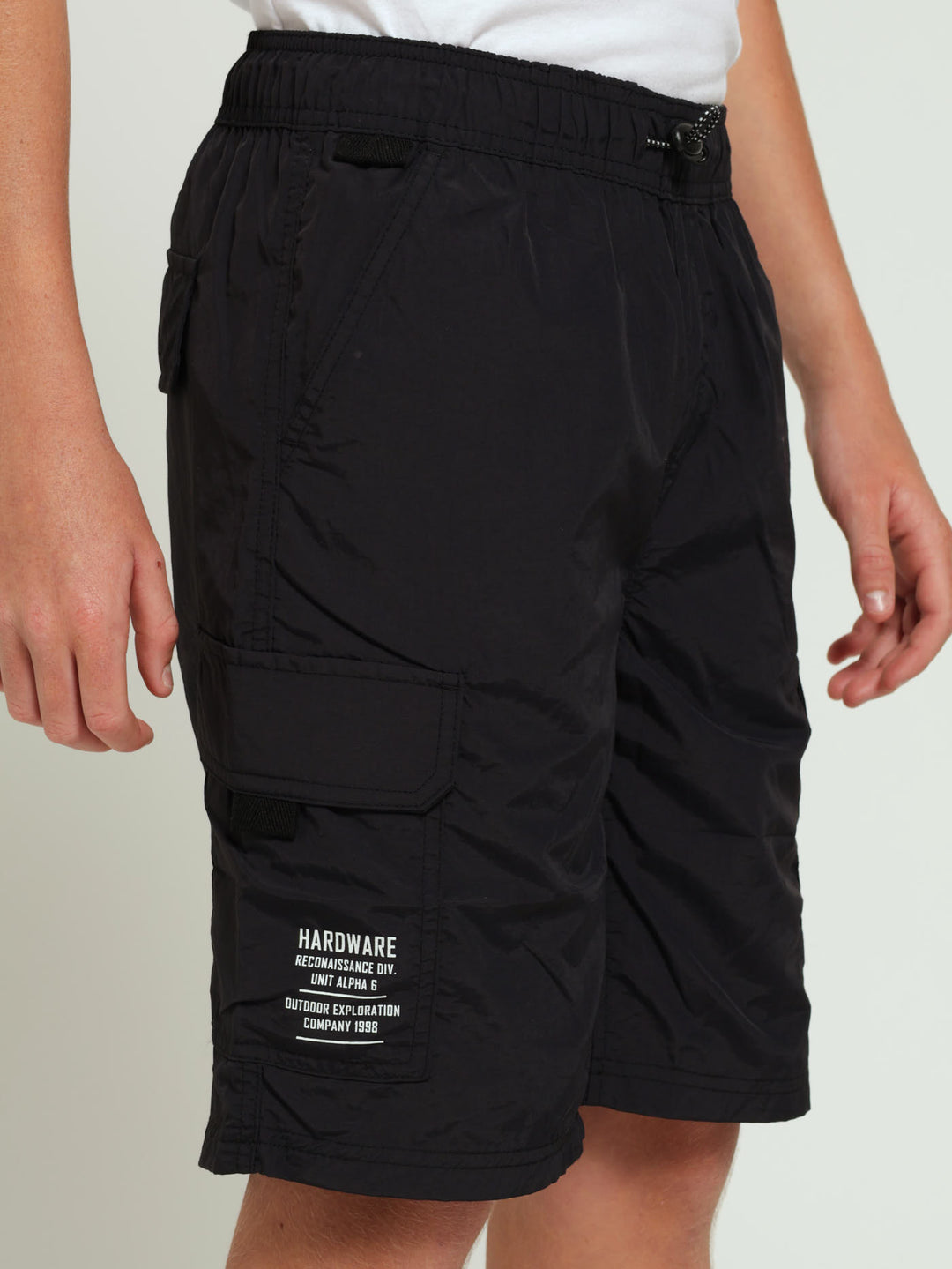 Boys Parachute Shorts - Black