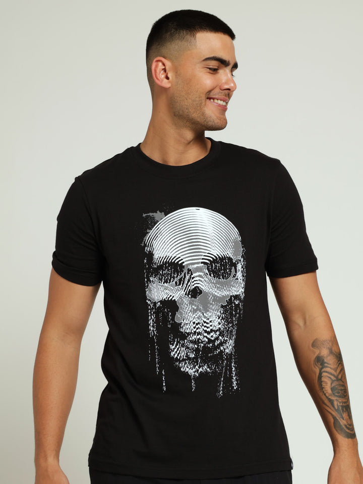 Iced Skull Print Tee - Black