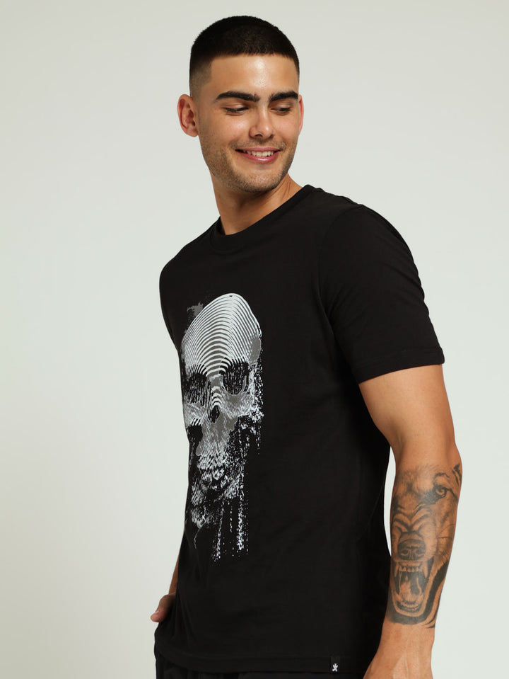 Iced Skull Print Tee - Black