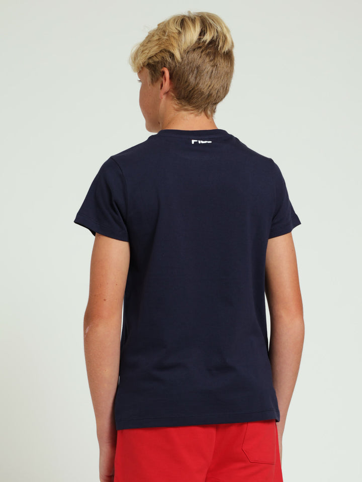 Boys Double Logo Tee - Navy