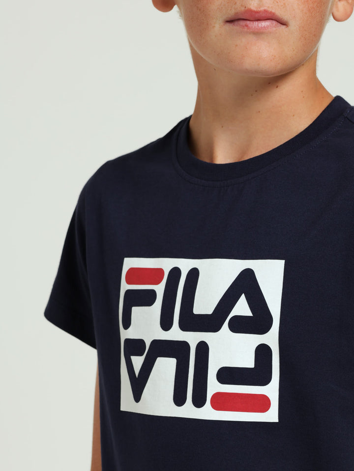 Boys Double Logo Tee - Navy