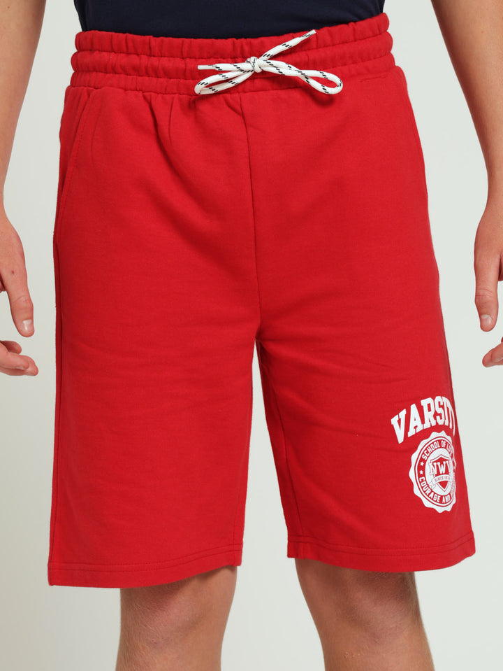 Boys Varsity Print Shorts - Red