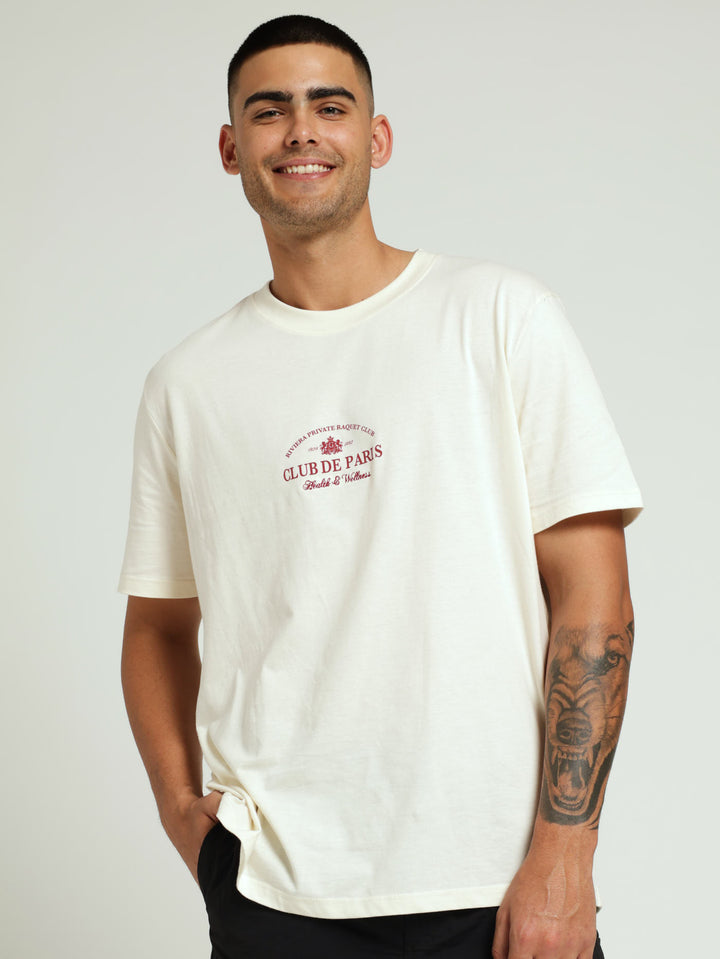 Club De Paris Front & Back Embroided & Print Tee - Off White