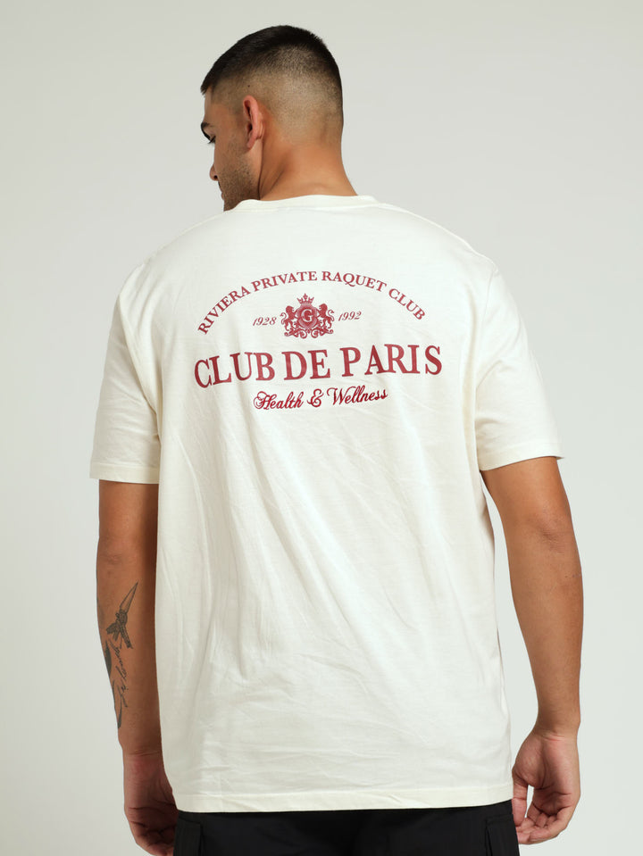 Club De Paris Front & Back Embroided & Print Tee - Off White