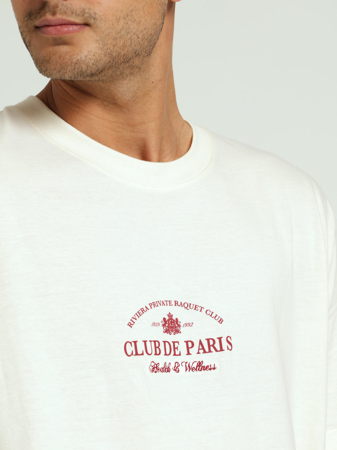 Club De Paris Front & Back Embroided & Print Tee - Off White