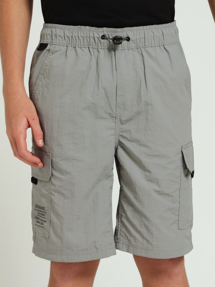 Boys Parachute Shorts - Grey