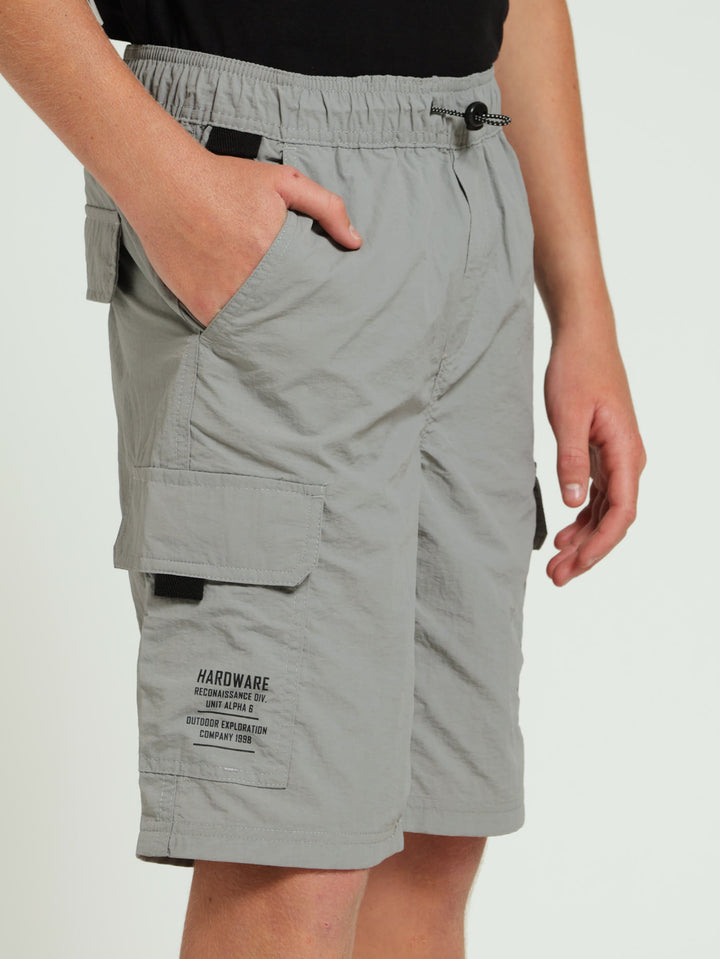 Boys Parachute Shorts - Grey