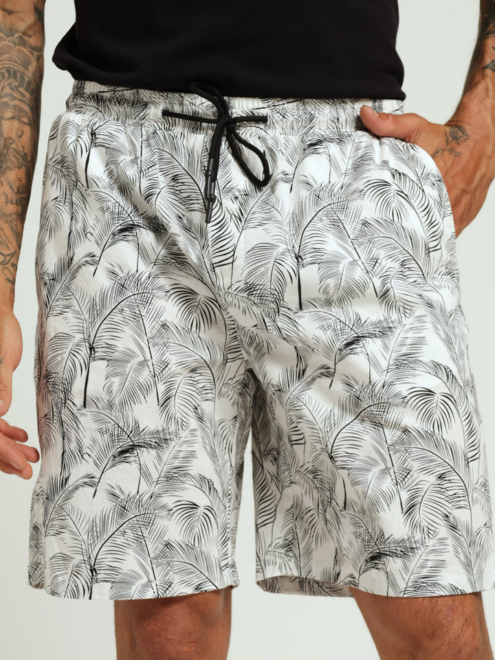 Floral Pull-On Short - White/Black