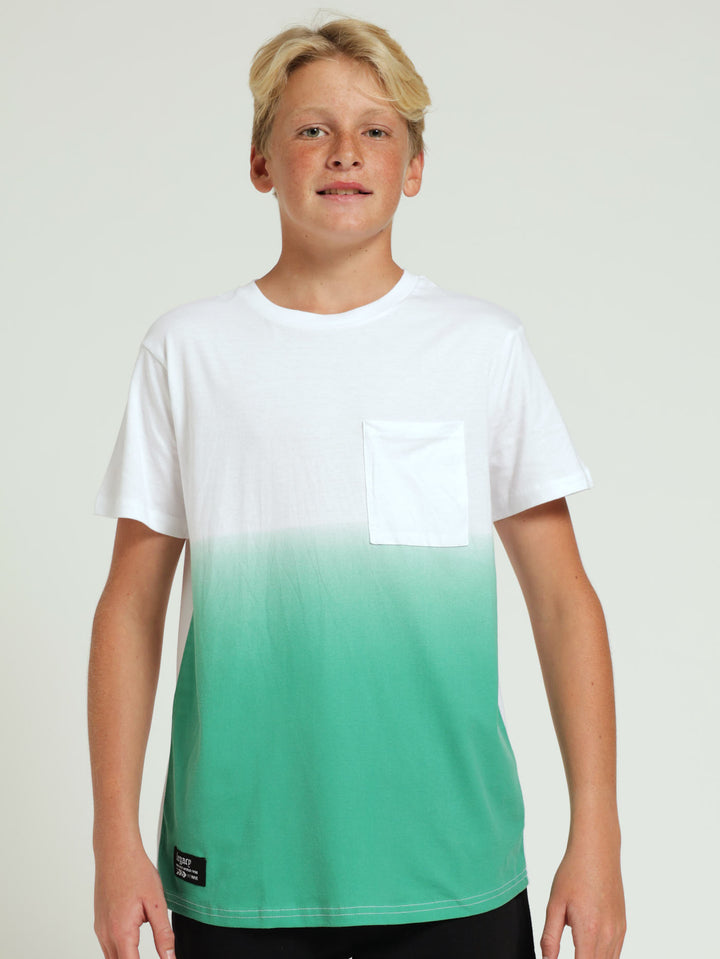 Boys Green Ombre Tee - White