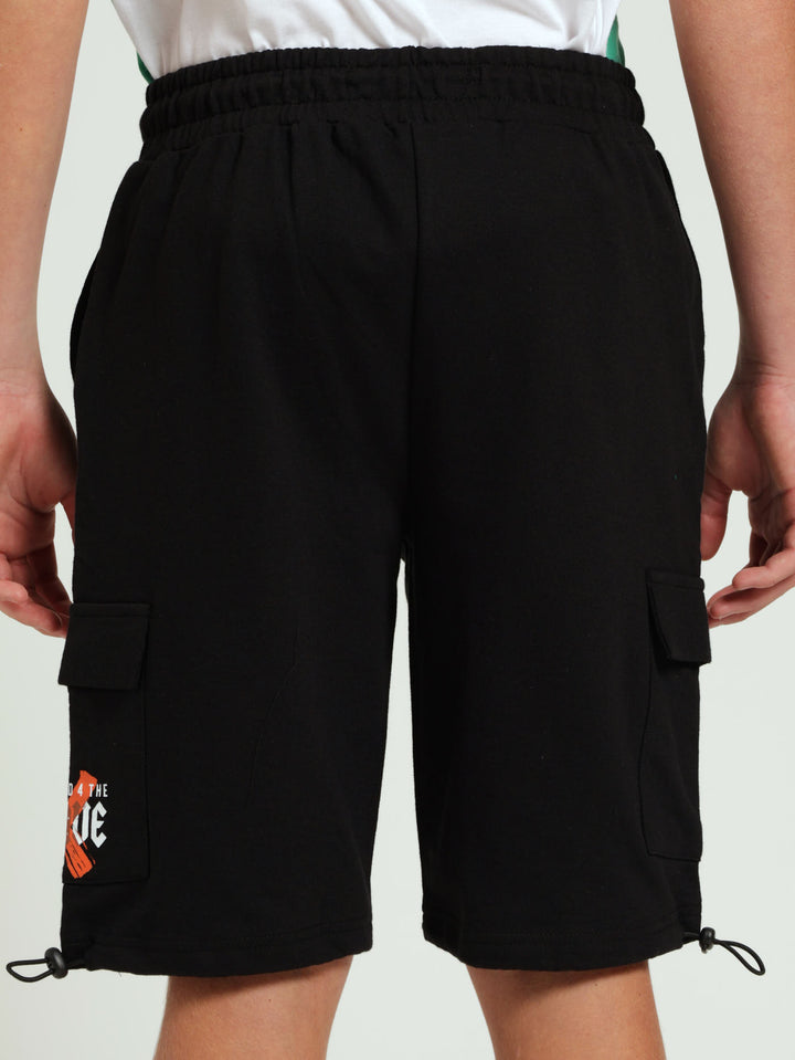 Boys Cargo Fleece Shorts - Black