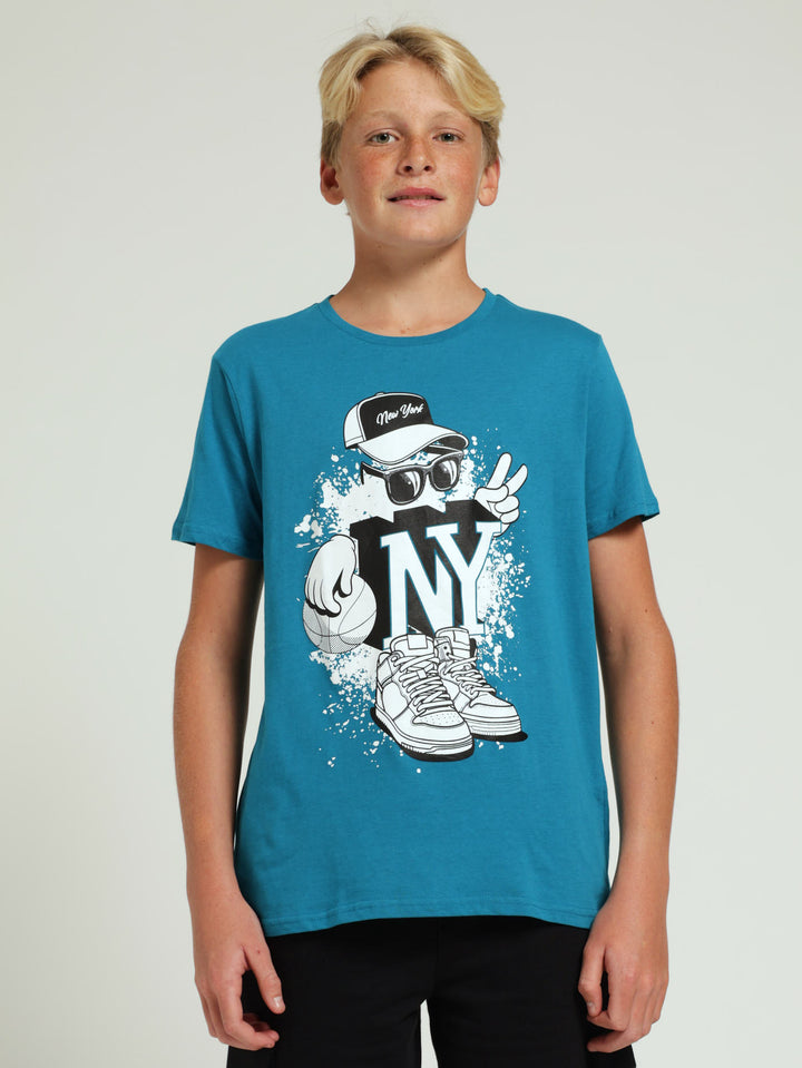 Boys Basket Ball Tee - Teal