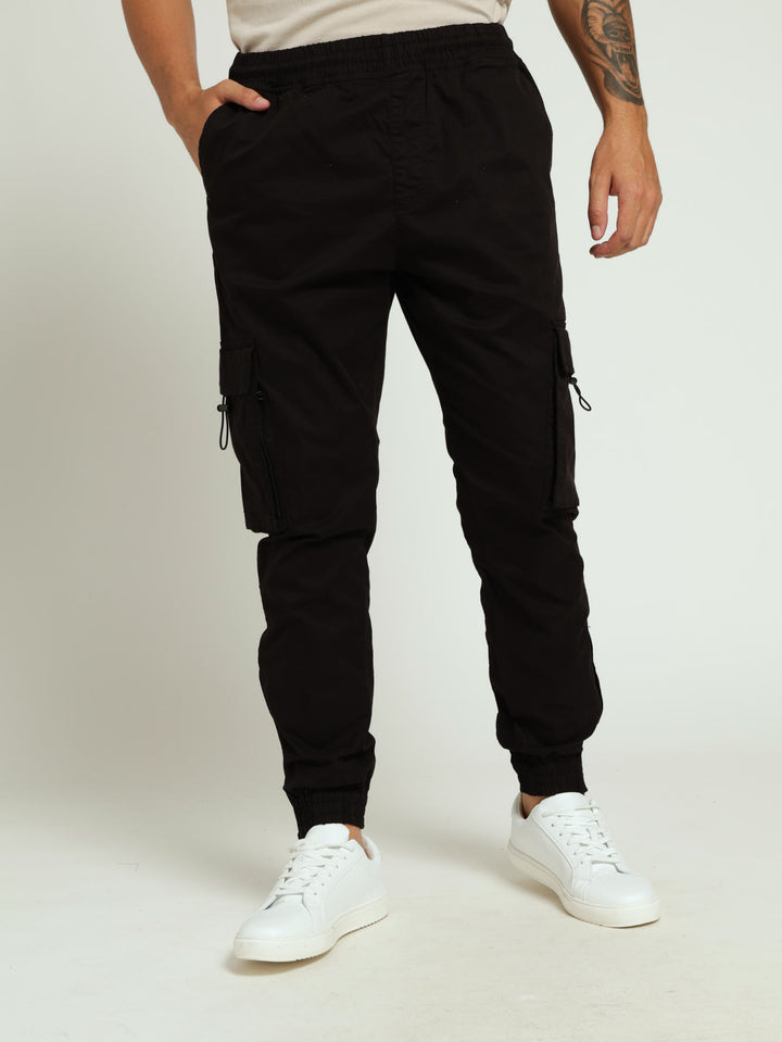 Bungee Toggle Pocket Cargo Jogger - Black