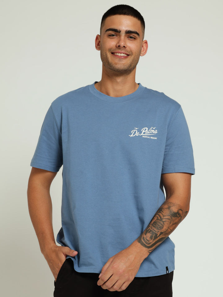 De Palma Front & Back Tee - Smokey Blue