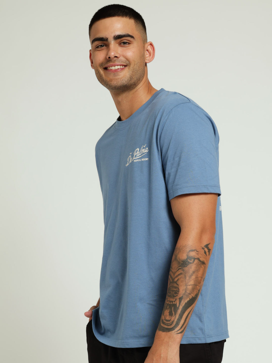 De Palma Front & Back Tee - Smokey Blue