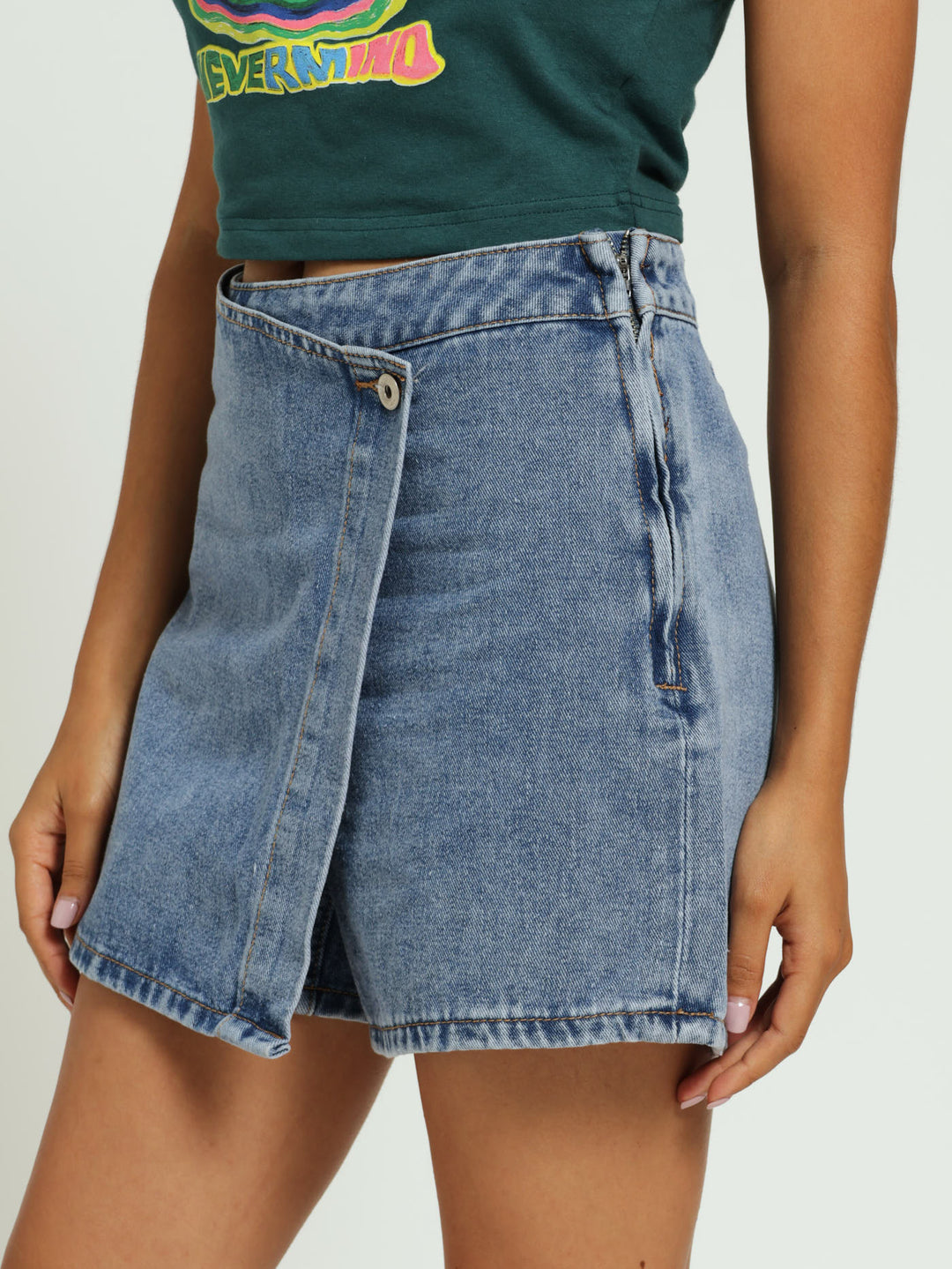 Denim Skort - Mid Blue