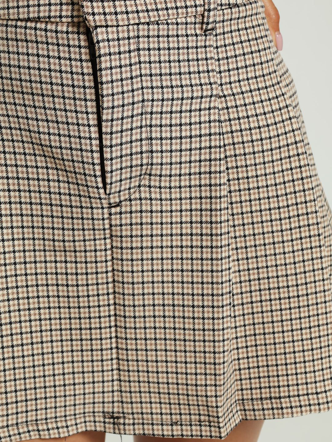 Check Pleated Skirt - Brown