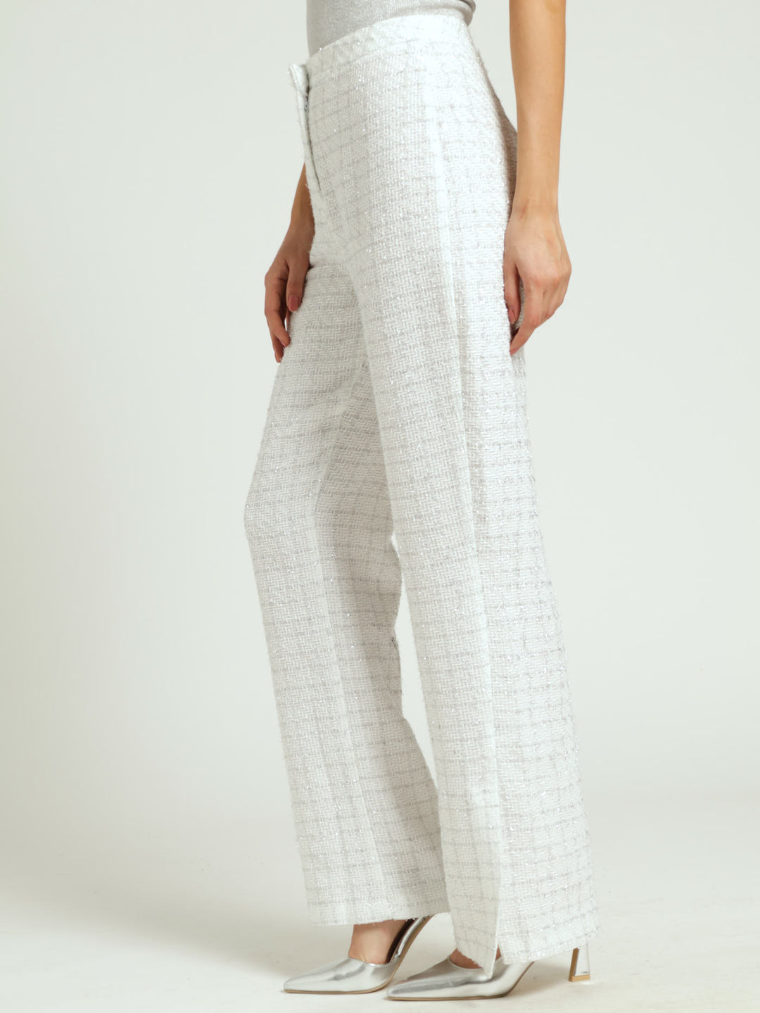 Tweed Straight Leg Pant - Cream