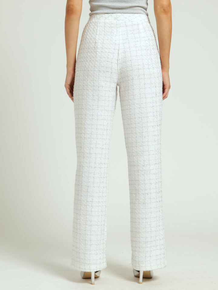 Tweed Straight Leg Pant - Cream