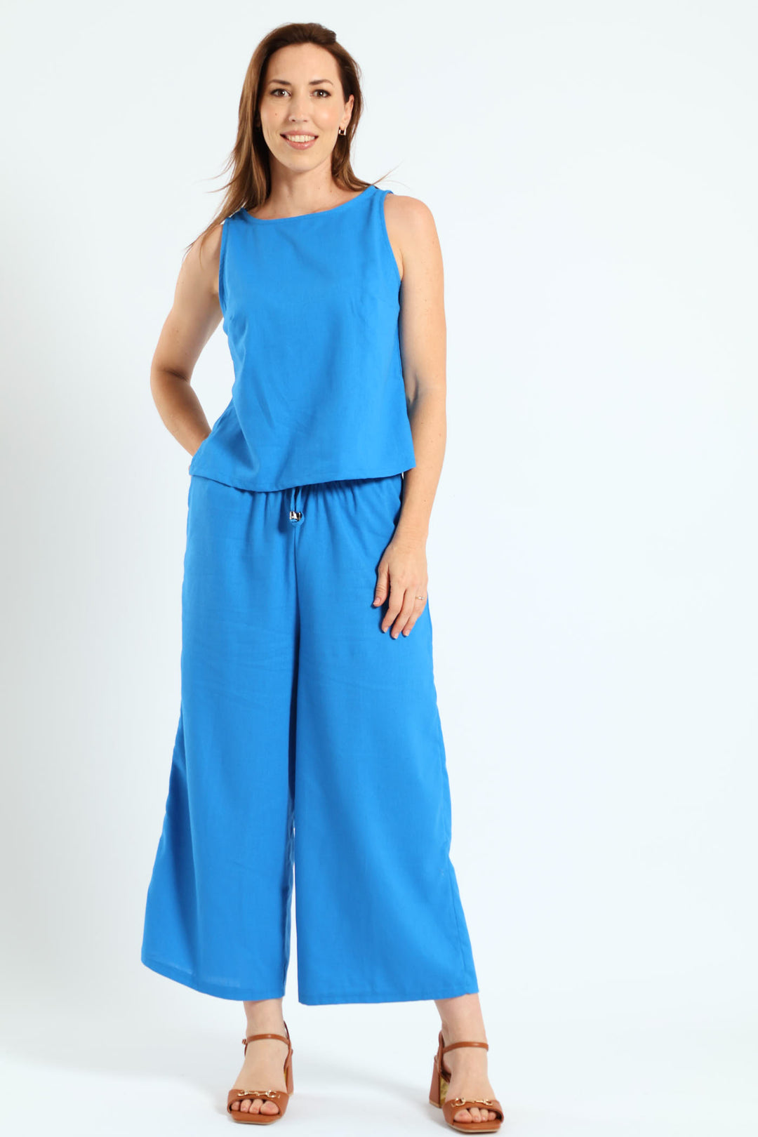 Pull On Drapey Capri Pants - Bright Blue