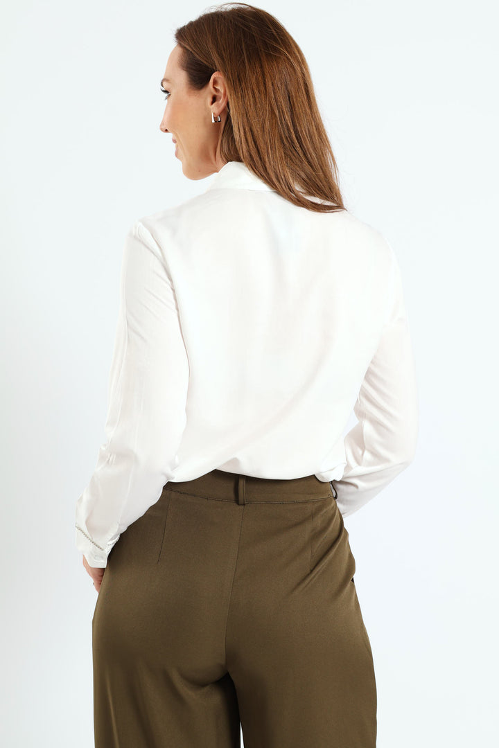 Embellished Collar Shirt - Cream