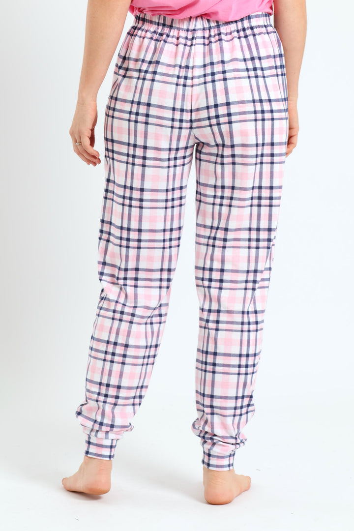 Knit Jogger Pant Check - Pink/White/Navy