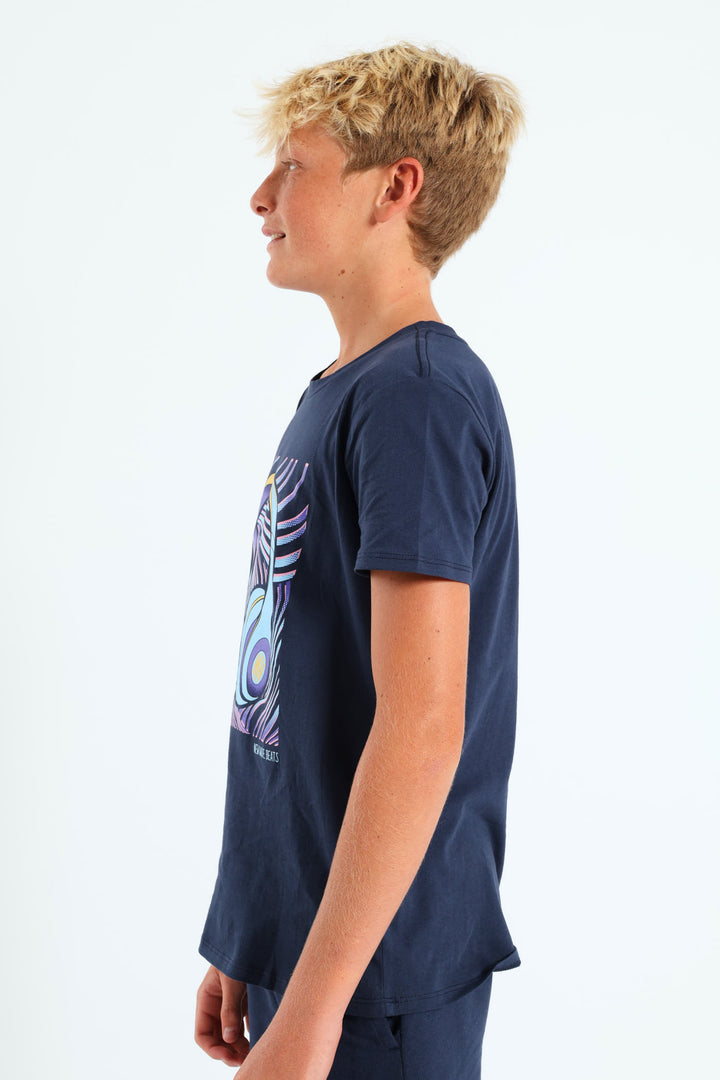 Boys Colour Print Tee - Navy