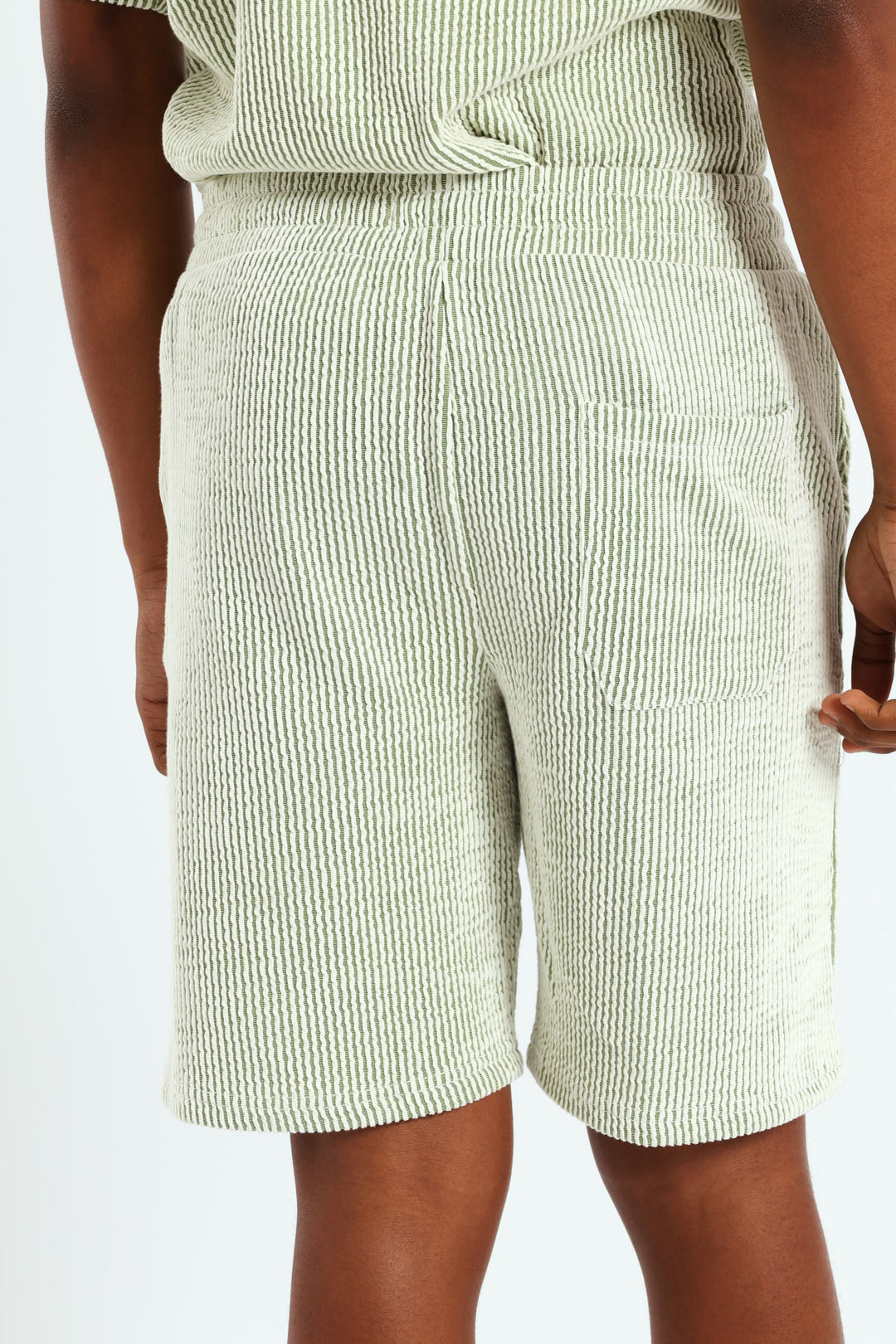 Boys Seersucker Shorts - Olive