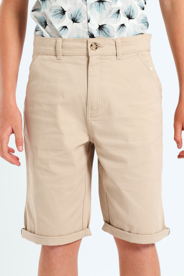 Boys Oxford Chino Short - Stone