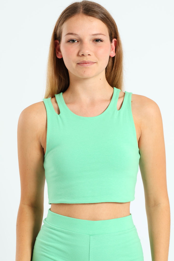 Girls Crop Vest - Light Green