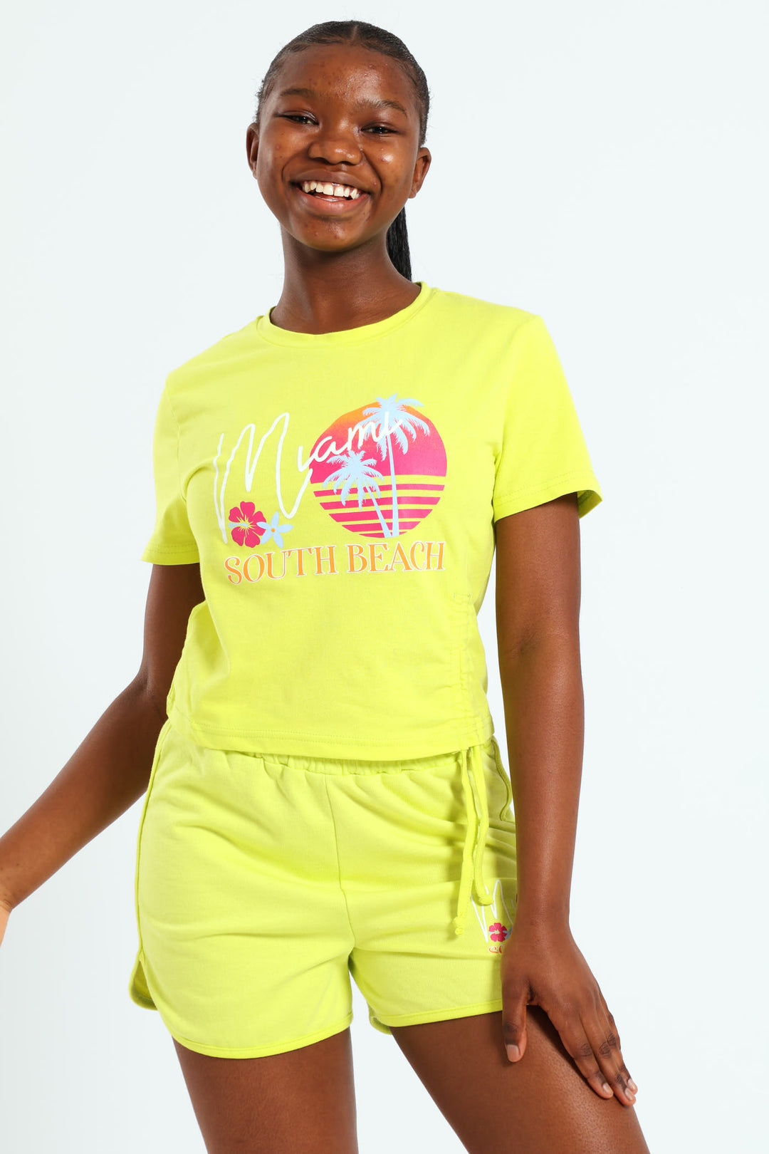 Girls Miami Drawstring Tee - Lime