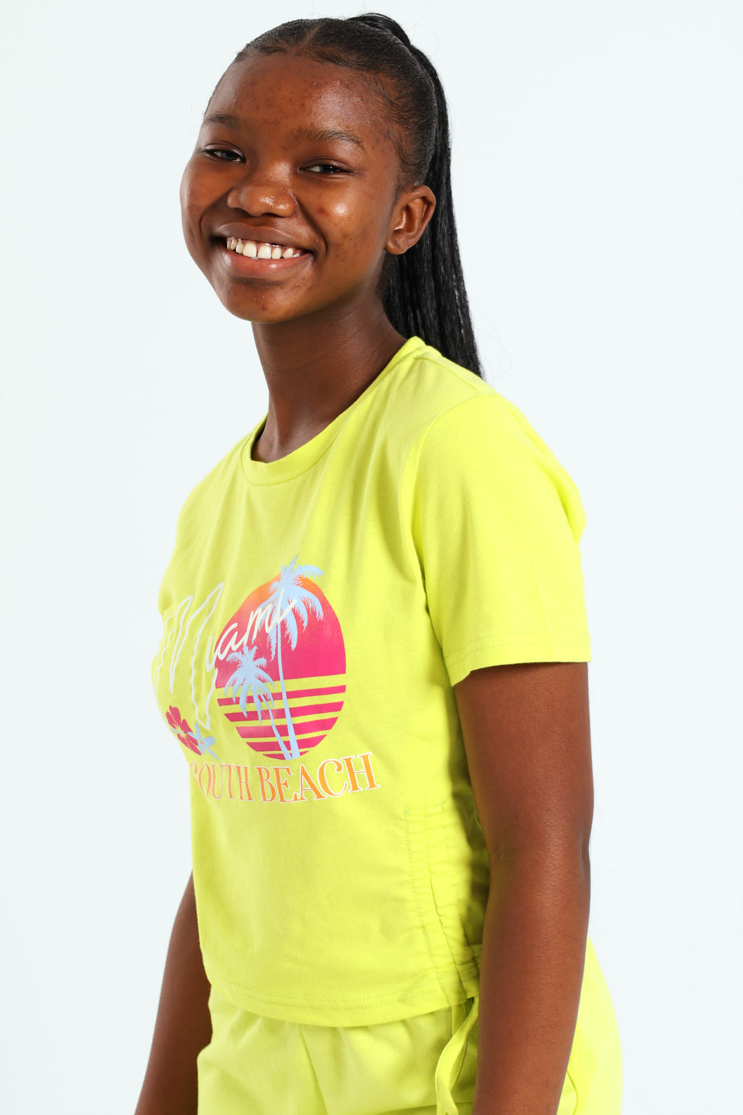 Girls Miami Drawstring Tee - Lime