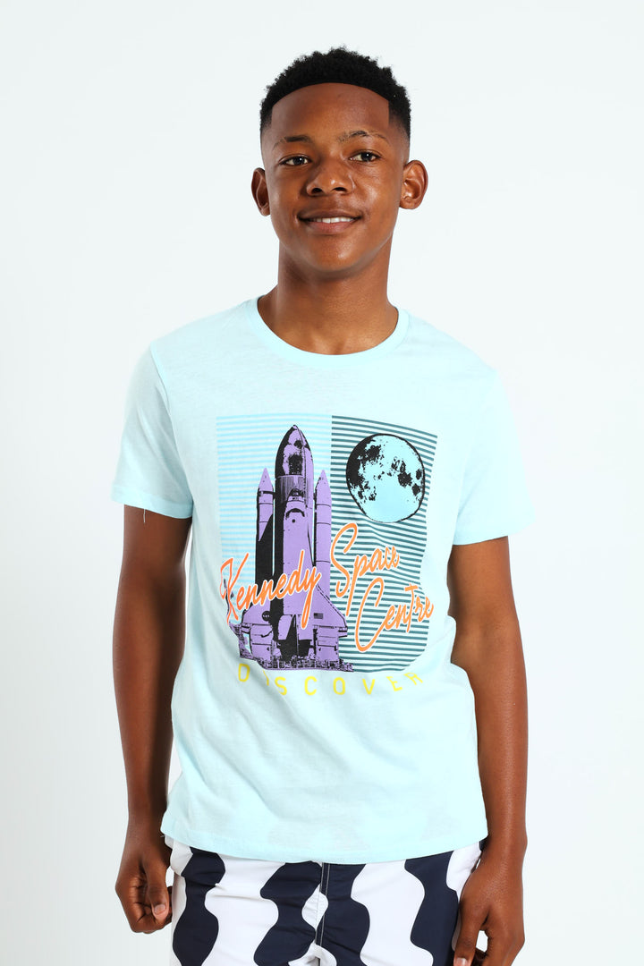 Boys Rocket Print Tee - Blue