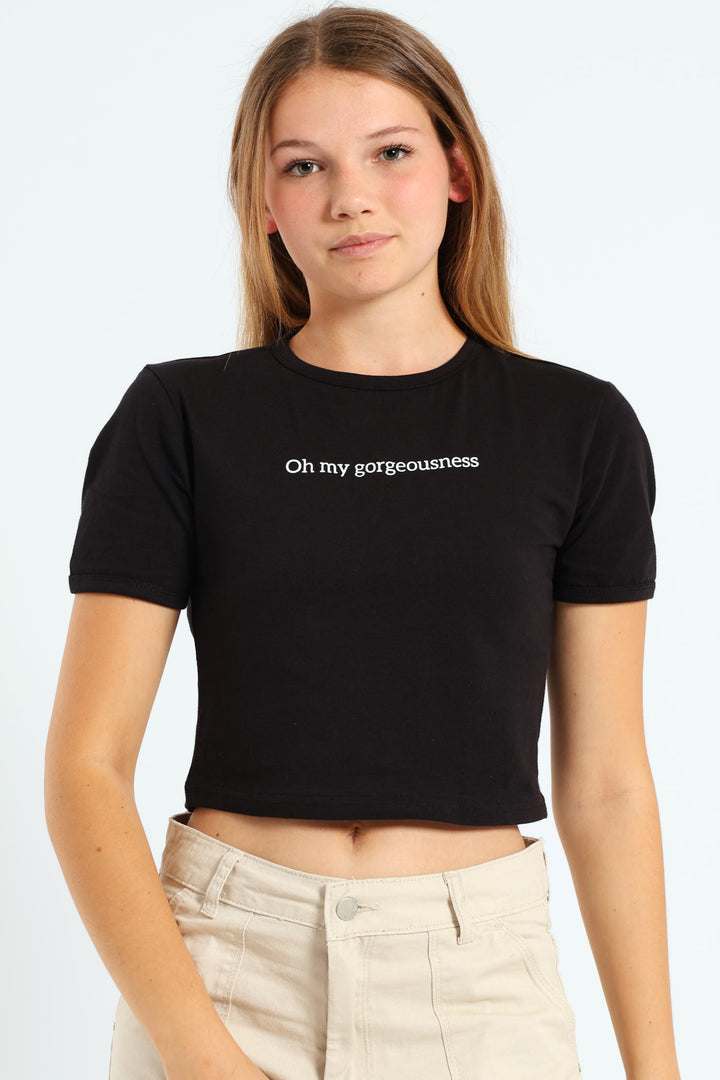 Girls Oh My Ringer Tee - Black