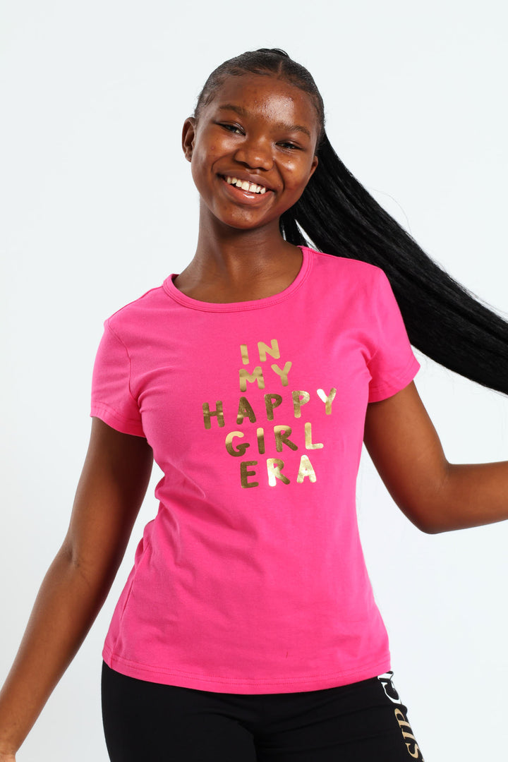 Girls Happy Tee - Pink