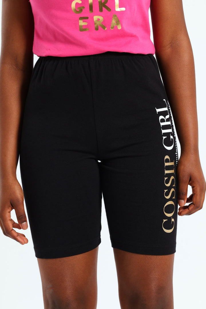 Girls Gossip Girl Cycle Shorts - Black