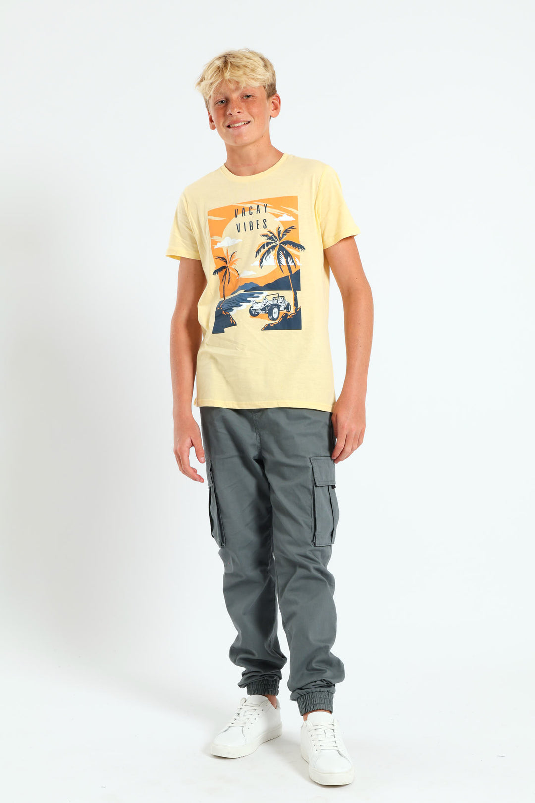 Boys Beach Print Tee - Yellow