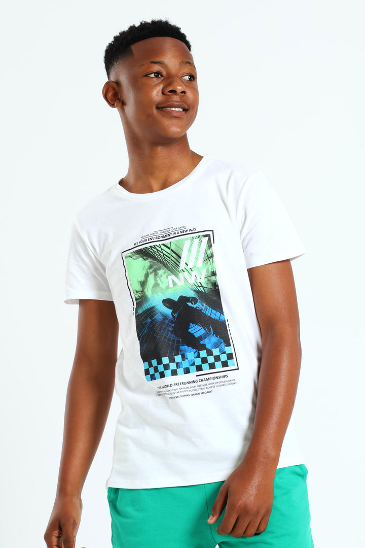 Boys City Skate Print Tee - White