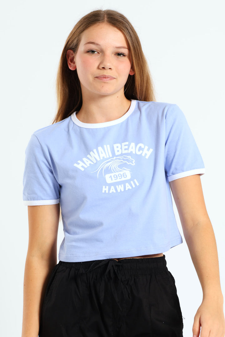 Girls Hawaii Ringer Tee - Blue