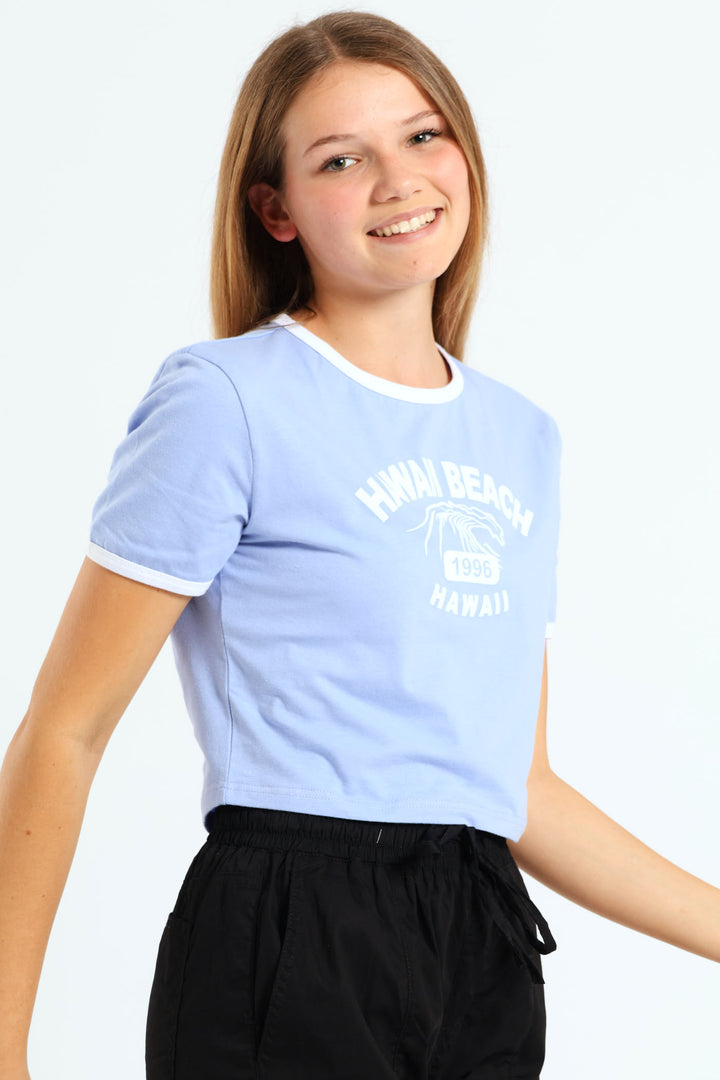 Girls Hawaii Ringer Tee - Blue