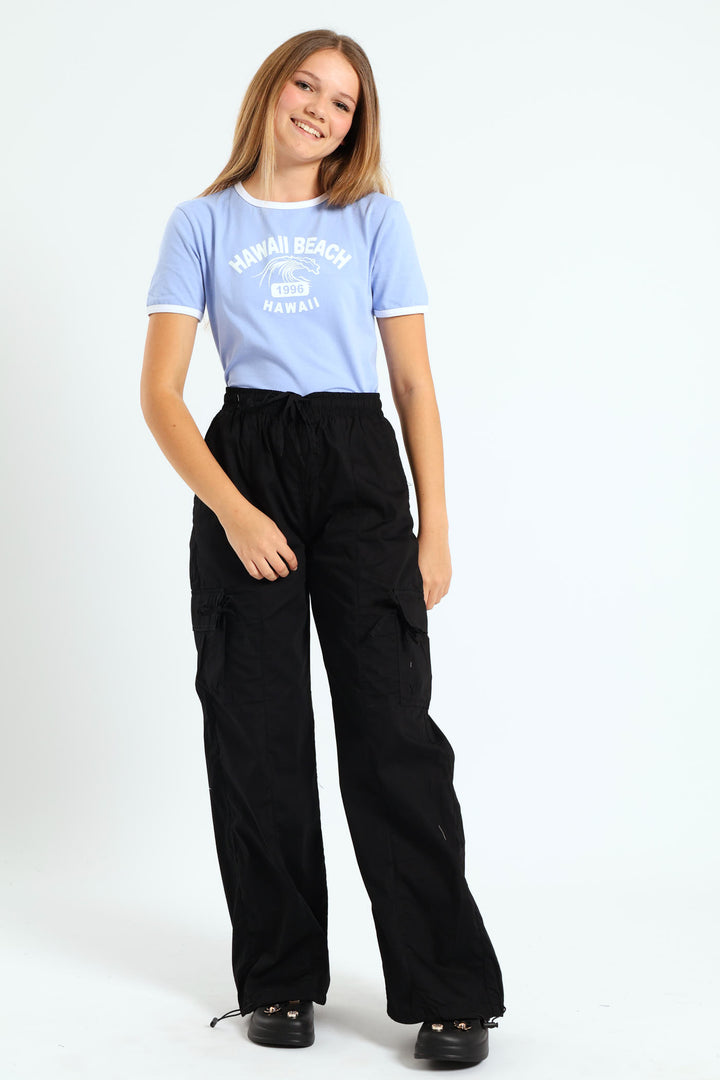 Girls Parachute Pants - Black