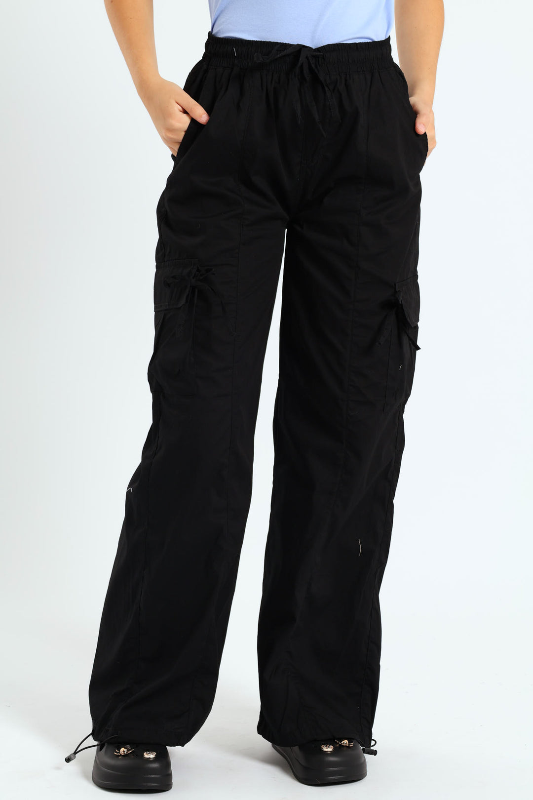 Girls Parachute Pants - Black