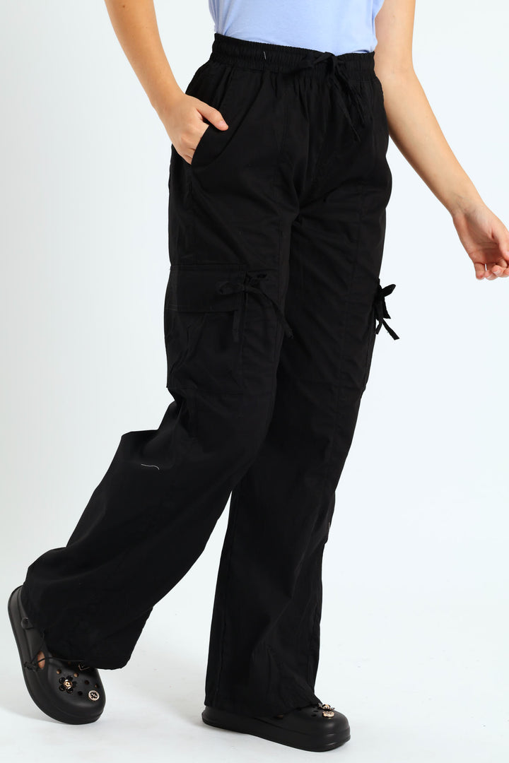 Girls Parachute Pants - Black