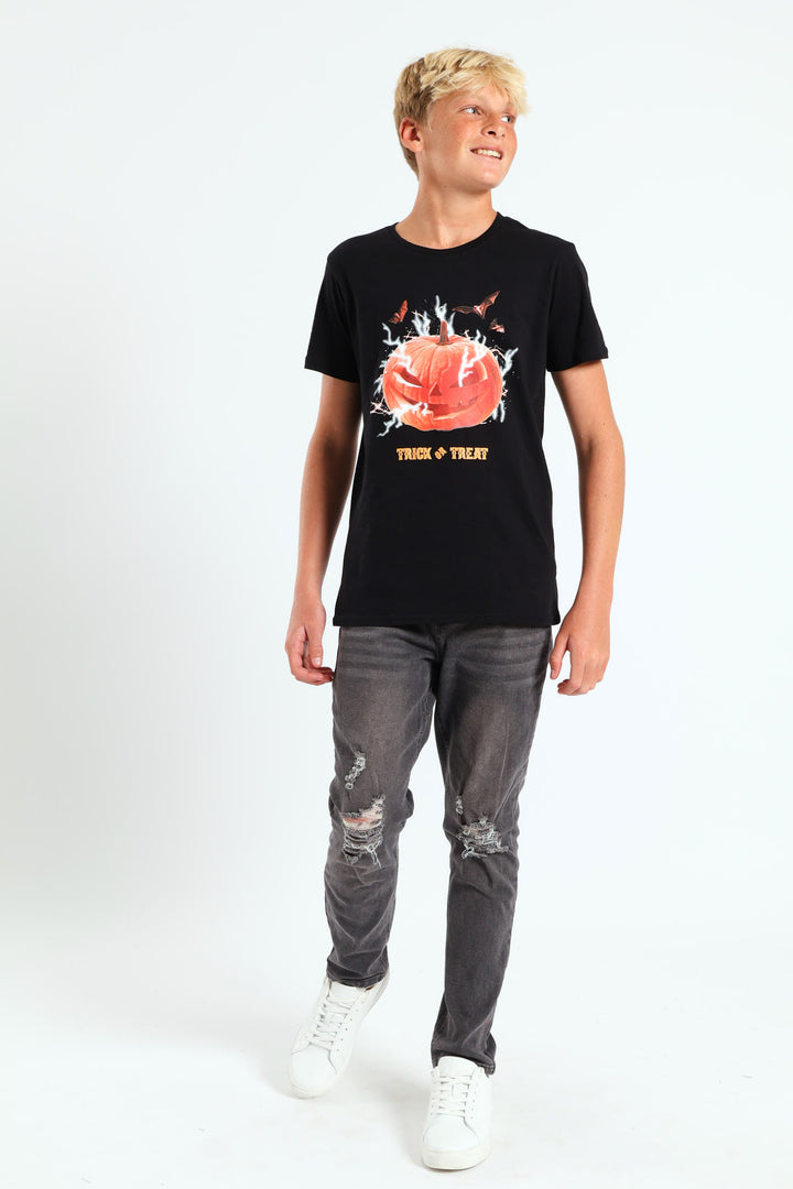 Boys Hallowen Print Tee - Black